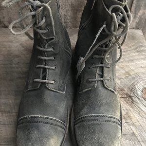 All Saints Zip Lace-up Graphite Grey Suede Combat/Desert Boot Mens US11/EU43